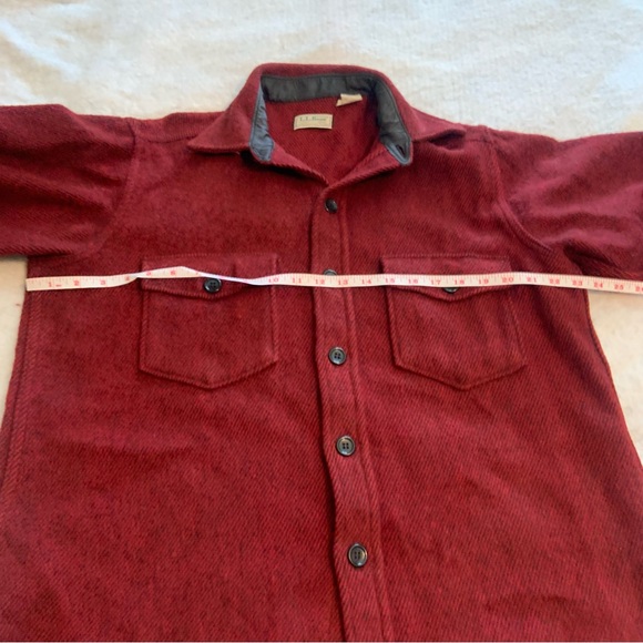 LL Bean men’s L Dark Red Button-Up Shirt Jacket, 100 % wool, vintage, outdoor - Picture 8 of 12